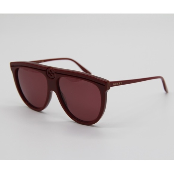 NEW GG0732S 003 UNISEX SHIELD SUNGLASSES GUCCI GG0732S BURGUNDY - Picture 1 of 13